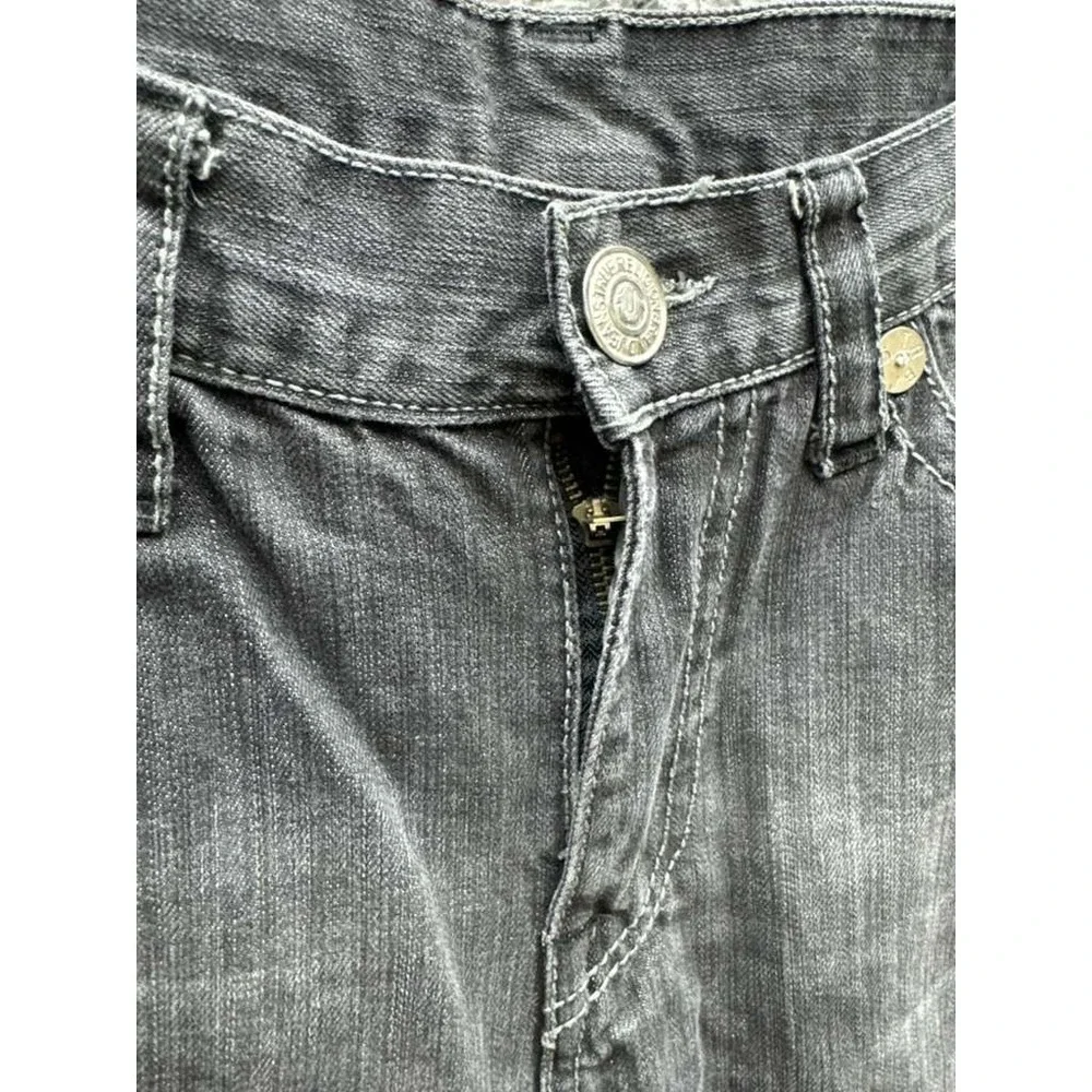 True Religion Ricky Relaxed Straight Distressed Denim Jeans Black Mens Size 38